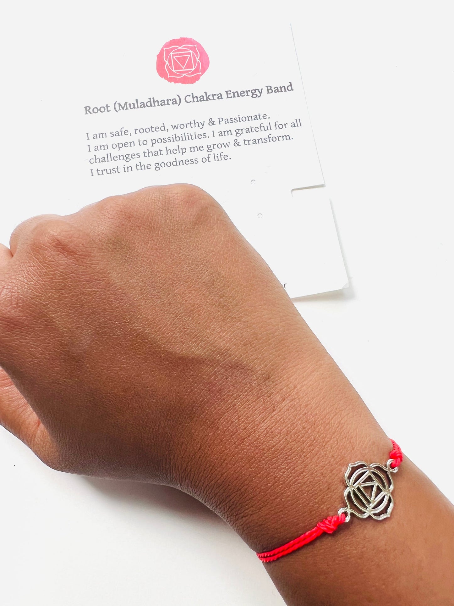 Root Chakra Energy Bracelet with size adjustable sliding knot