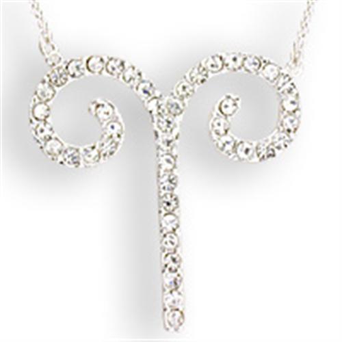SNK08 - Silver Brass Chain Pendant with Top Grade Crystal in Clear