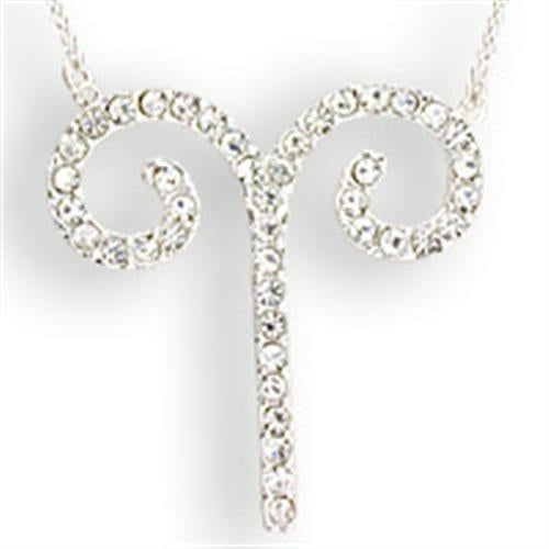 SNK08 - Silver Brass Chain Pendant with Top Grade Crystal in Clear