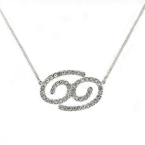 SNK12 - Silver Brass Chain Pendant with Top Grade Crystal in Clear