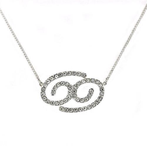 SNK12 - Silver Brass Chain Pendant with Top Grade Crystal in Clear